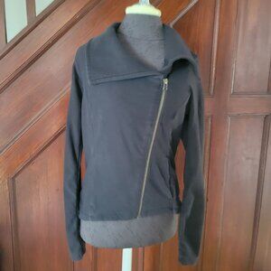 Athleta Womens Black Asymmetrical Zip Jacket S Fleece-Lined